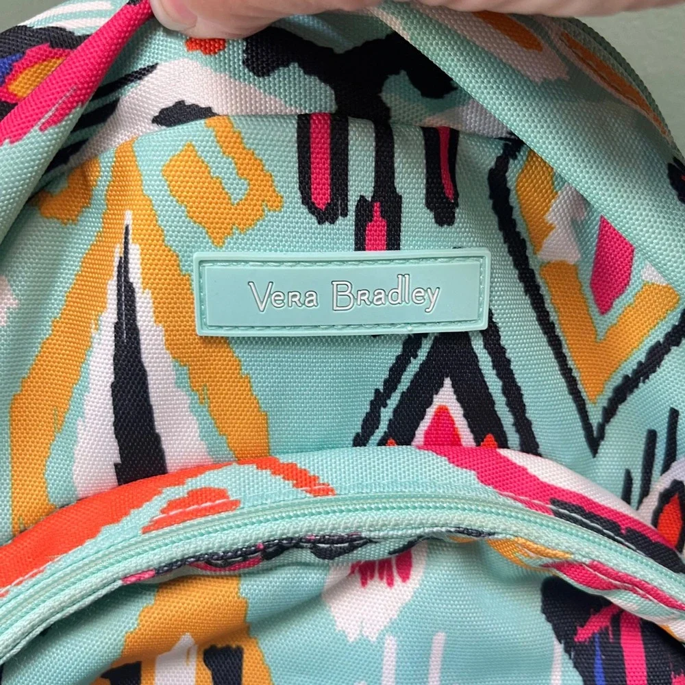 Vera Bradley Small Backpack Mint Multi Ikat Tribal Print Canvas‎ Travel Bag